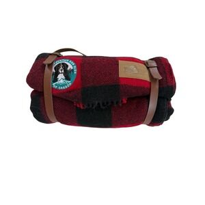 New Pendleton red black plaid 100% wool Bernese mountain dog blanket